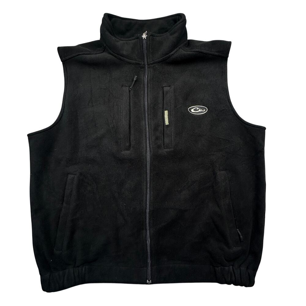 Drake Clothing Company Fleece Jacket Vest Mens 2XL Pockets Black Full Zip